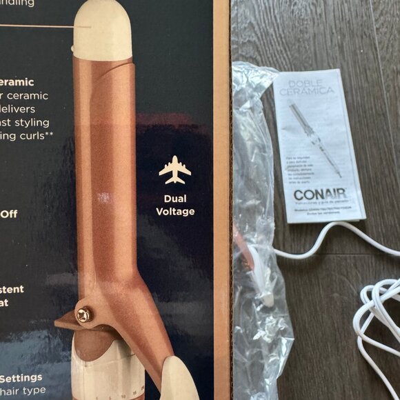 Conair Double Ceramic 1 Inch Curling Iron Wand in White/Rose Gold - Picture 7 of 7